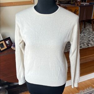 Lord & Taylor Vintage off-white two-ply cashmere sweater, made in Hong Kong.